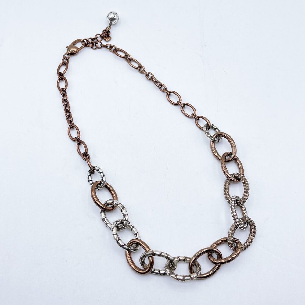 Brighton Two-Tone Link Necklace With Silver Accents & Pave Crystals